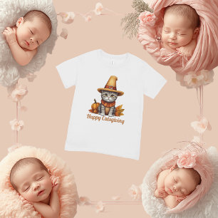 T-shirt Pour Bébé Charmant Thanksgiving Chat en déguisement