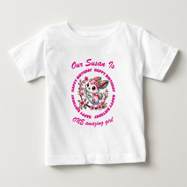 T-shirt Pour Bébé Charming Sakura Bunny Invité d'honneur (Devant)