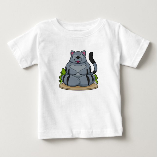T-shirt Pour Bébé Chat à Yoga Fitness (Devant)