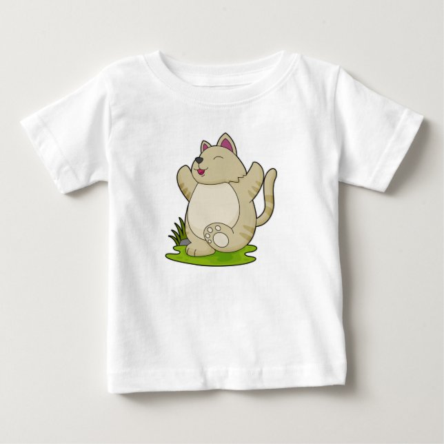 T-shirt Pour Bébé Chat au Yoga (Devant)