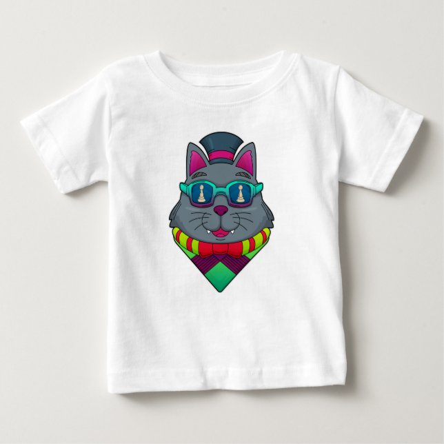 T-shirt Pour Bébé Chat aux échecs avec pièce d'échecs Pawn (Devant)