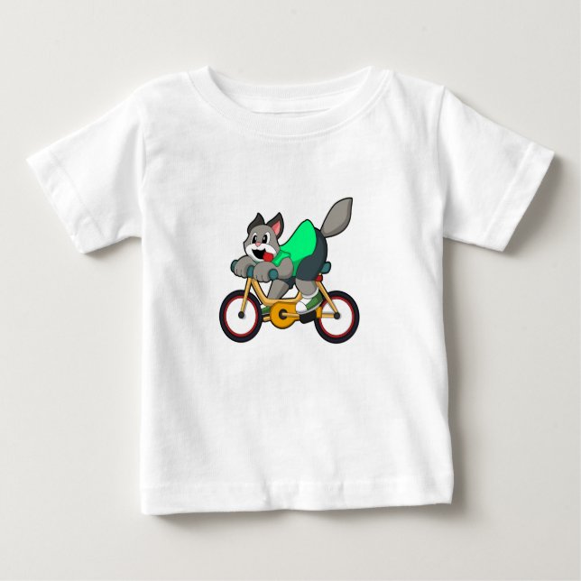 T-shirt Pour Bébé Chat avec bicyclette (Devant)