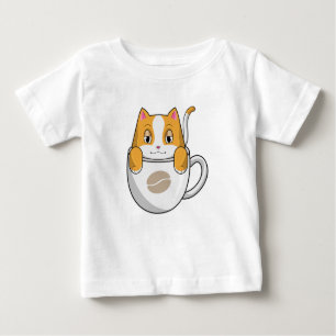 T-shirt Pour Bébé Chat avec café Coupe