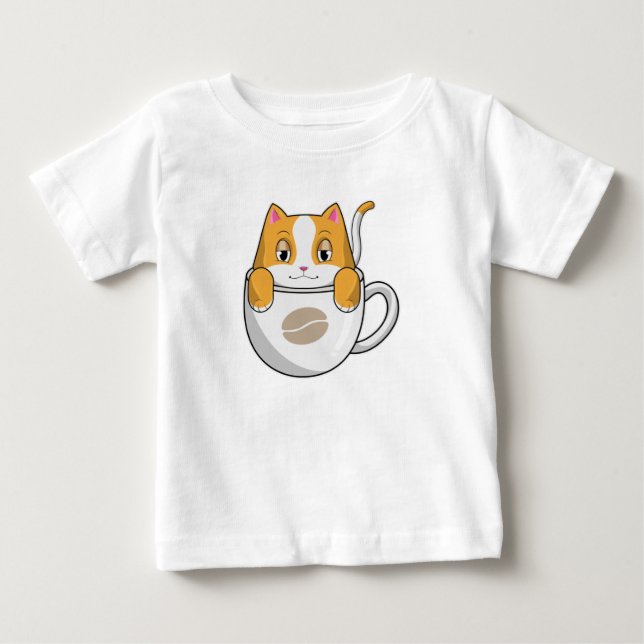 T-shirt Pour Bébé Chat avec café Coupe (Devant)