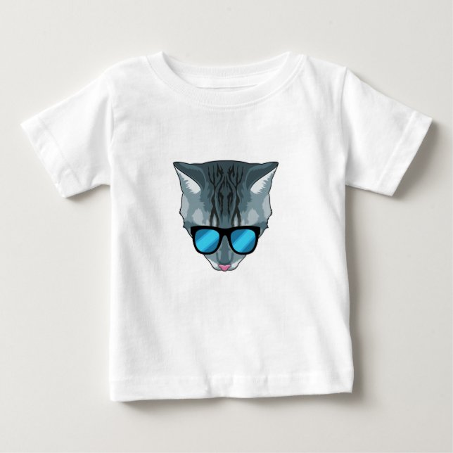 T-shirt Pour Bébé Chat avec lunettes de soleil (Devant)