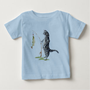 T-shirt Pour Bébé Chat avec poisson