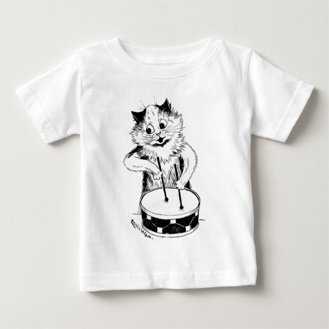 T-shirt Pour Bébé Chat batteur, Louis Wain (Devant)
