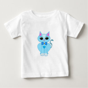 T-shirt Pour Bébé Chat chaton bleu clair élégant
