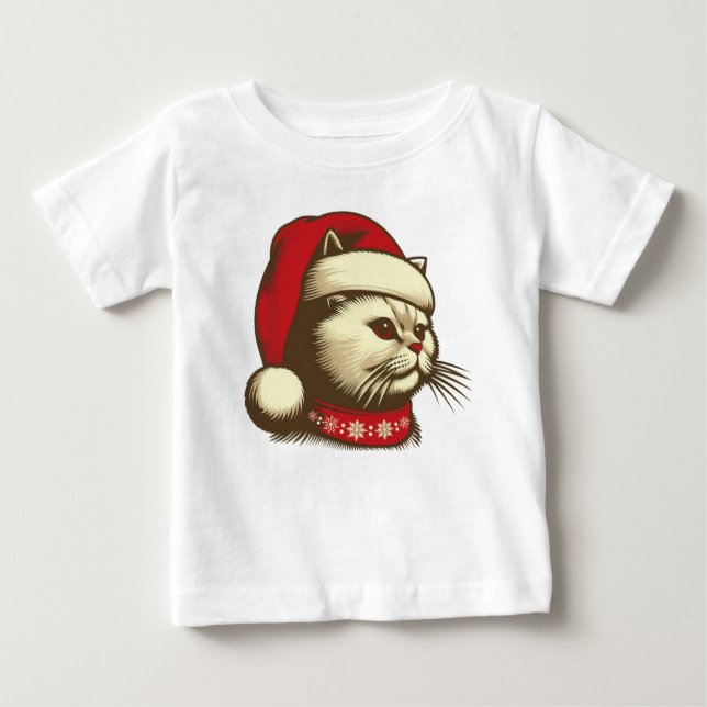 T-shirt Pour Bébé Chat de Noël Grump (Devant)