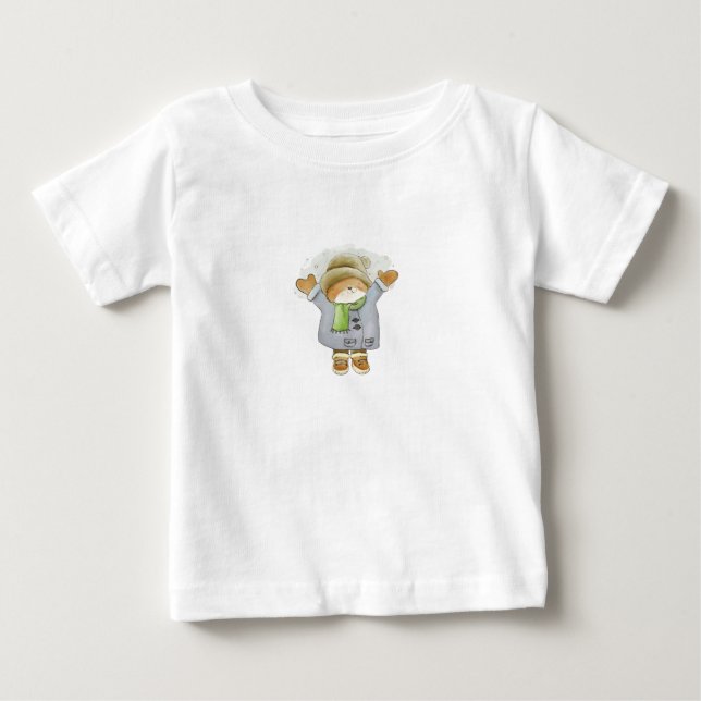 T-shirt Pour Bébé "Chat d'hiver cosy - Joli dessin d'art (Devant)