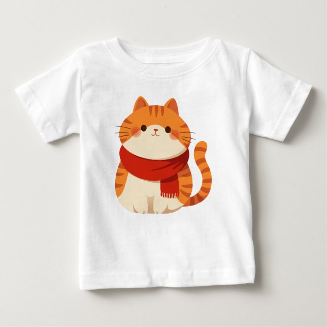 T-shirt Pour Bébé Chat d'hiver mignon (Devant)