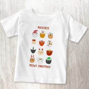 T-shirt Pour Bébé Chat Drôle Meowy Noël Personnalisé