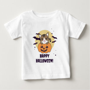 T-shirt Pour Bébé Chat En Citrouille Chats Doux Joyeux Halloween