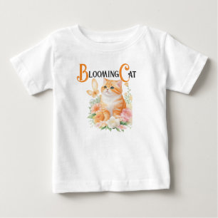 T-shirt Pour Bébé Chat en fleurs : Elégant orange et blanc en fleur