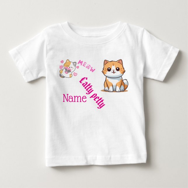 T-Shirt pour bébé chat et papillon - Personnaliser (Devant)