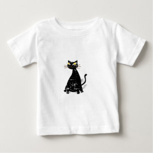 T-shirt Pour Bébé Chat gras noir désossé