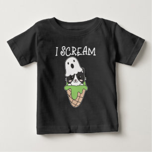 T-shirt Pour Bébé Chat Halloween Ghost I Scream Ice Cream Pun