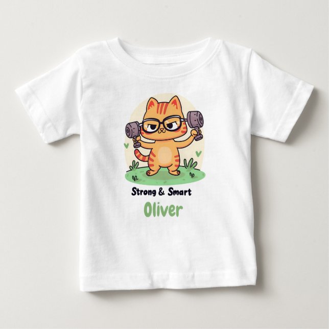T-shirt Pour Bébé Chat intelligent solide (Devant)