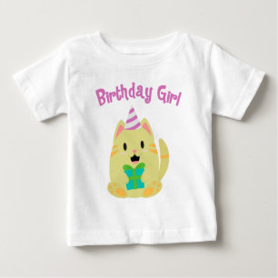 T-shirt Pour Bébé Chat Jaune Douce Fille Anniversaire