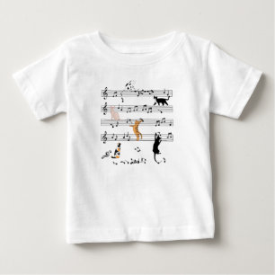 T-shirt Pour Bébé Chat Jouer Note Musique, Naughty Cadeau Chat, Chat