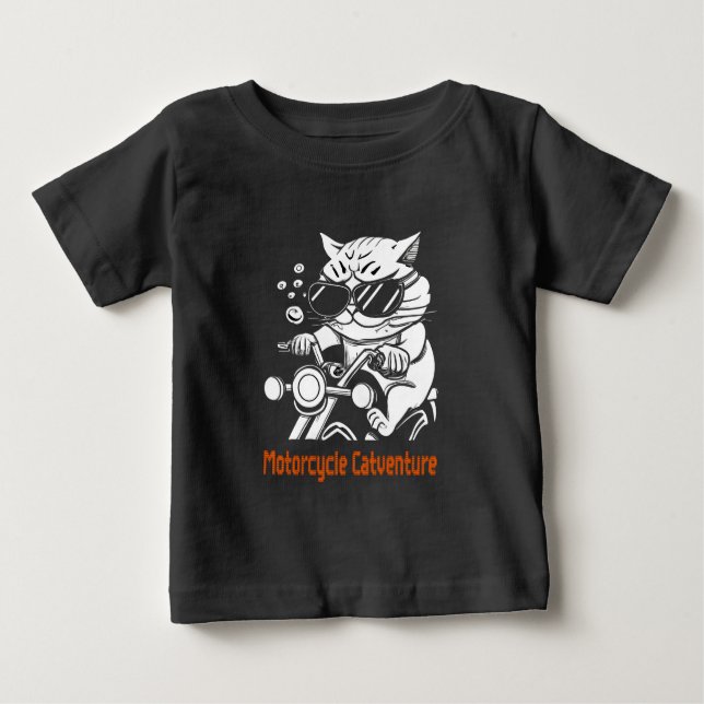 T-shirt Pour Bébé Chat motard - Motorcycle Catventure (Devant)