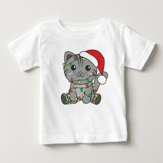 T-shirt Pour Bébé Chat Noël Animaux d'hiver Chats (Devant)
