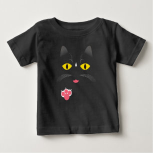 T-shirt Pour Bébé Chat noir avec les marques blanches
