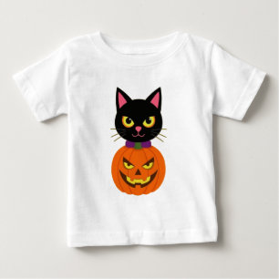 T-shirt Pour Bébé Chat noir & Jack-O''-Lanterne Halloween Éffrayant
