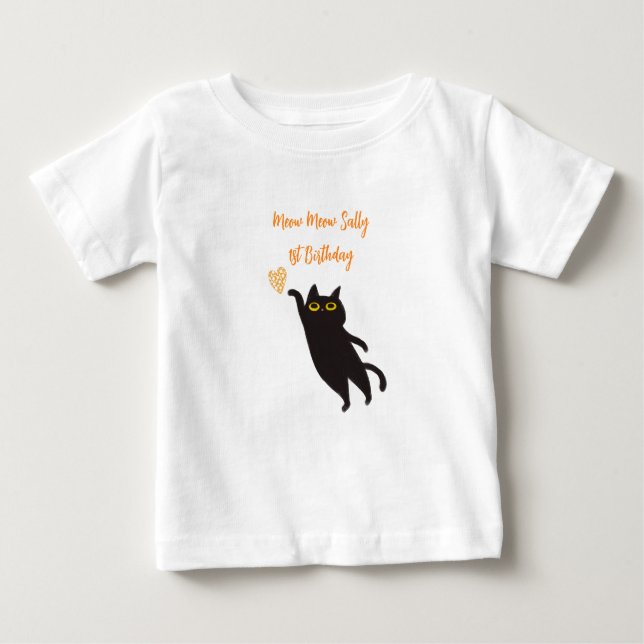 T-Shirt pour bébé chat noir mignon (Devant)