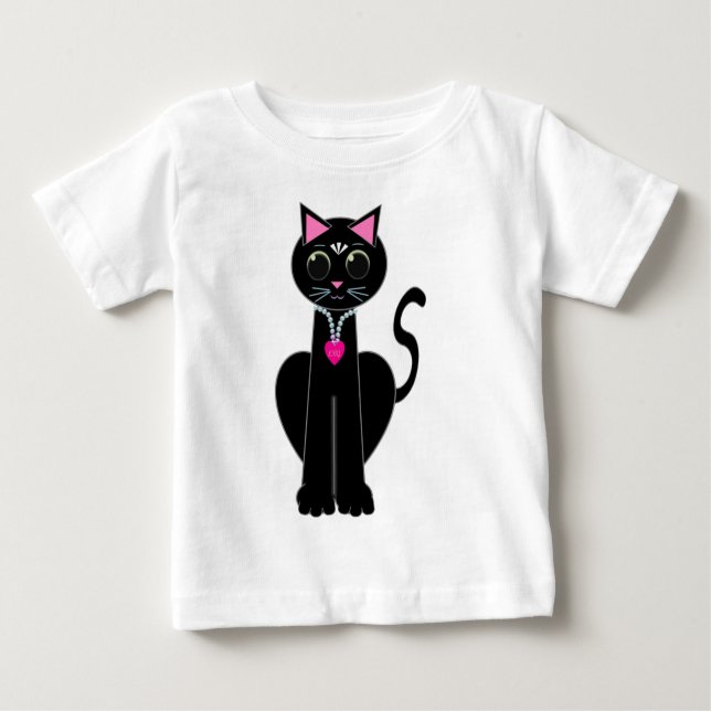 T-shirt Pour Bébé Chat noir mignon (Devant)