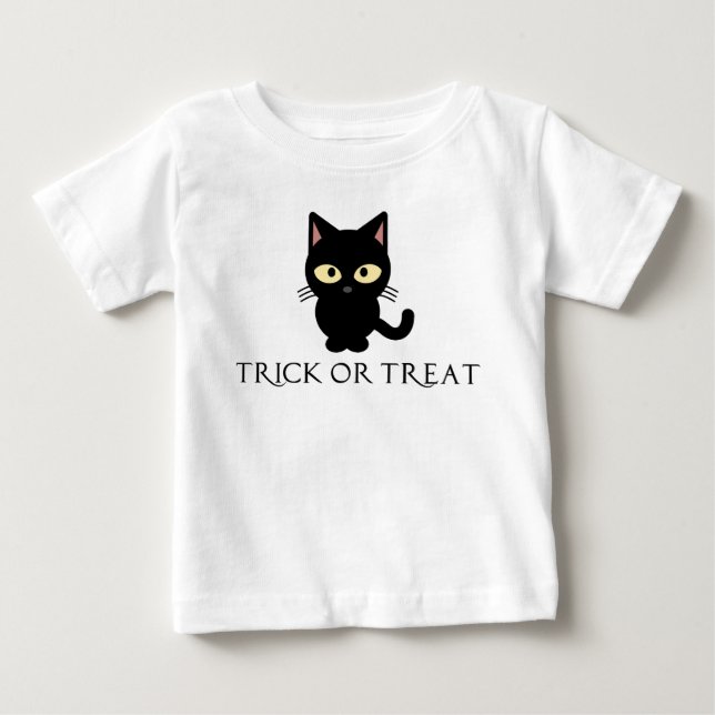T-shirt Pour Bébé Chat noir mignon Chemise Halloween (Devant)