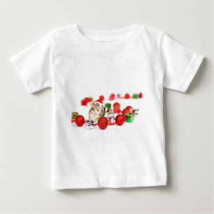 T-shirt Pour Bébé Chat portant un ornement de Noël en forme de chape