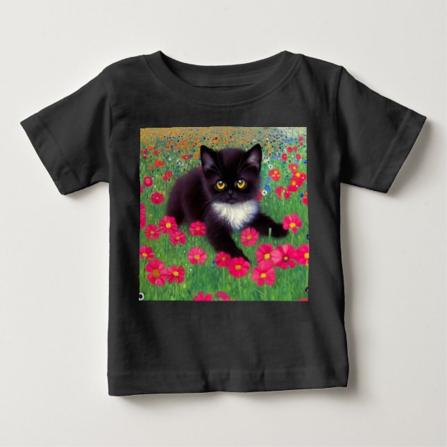 T-shirt Pour Bébé Chat smoking Gustav Klimt (Devant)