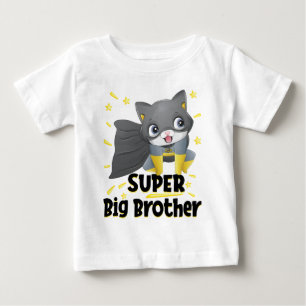 T-shirt Pour Bébé Chat Super-héros en costume noir Grand Frère