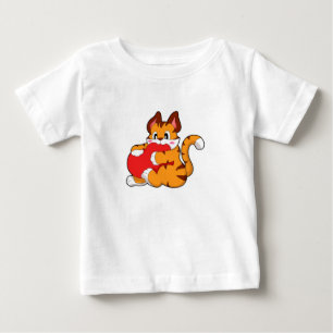 T-shirt Pour Bébé Chat tigre à l'amour avec coeur.PNG