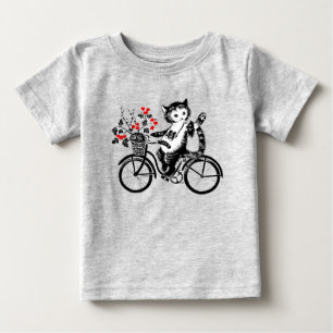 T-shirt Pour Bébé Chat Vintage Faisant du Vélo