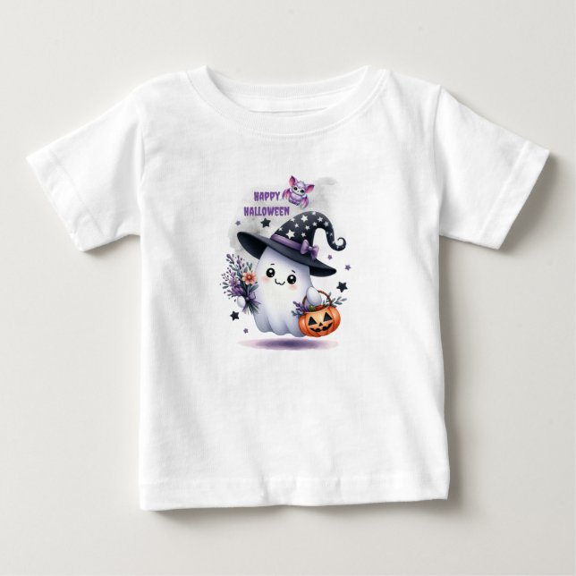T-shirt Pour Bébé Château des sorcières d'Halloween (Devant)