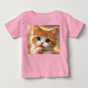 T-shirt Pour Bébé Chaton aux yeux bleus se léchant la patte