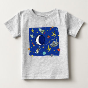 T-shirt Pour Bébé Chats Cartoon Mignons Dans L'Espace