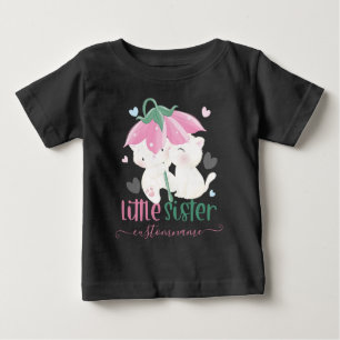 T-shirt Pour Bébé Chats Sous Parapluie Fleur Personnalisé Petite Soe