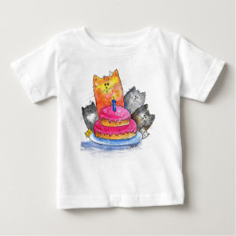 T-shirt Pour Bébé Chats Whimsical avec gâteau d'anniversaire