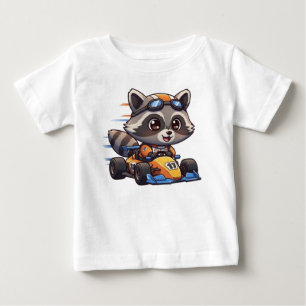 T-shirt Pour Bébé Chauffeur de voiture de course pour bébé Raccoon