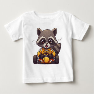 T-shirt Pour Bébé Chauffeur de voiture de course pour bébé Raccoon