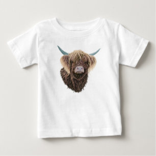 T-shirt Pour Bébé Chaussure De Vache D'Ecosse Avec Des Cheveux Forts