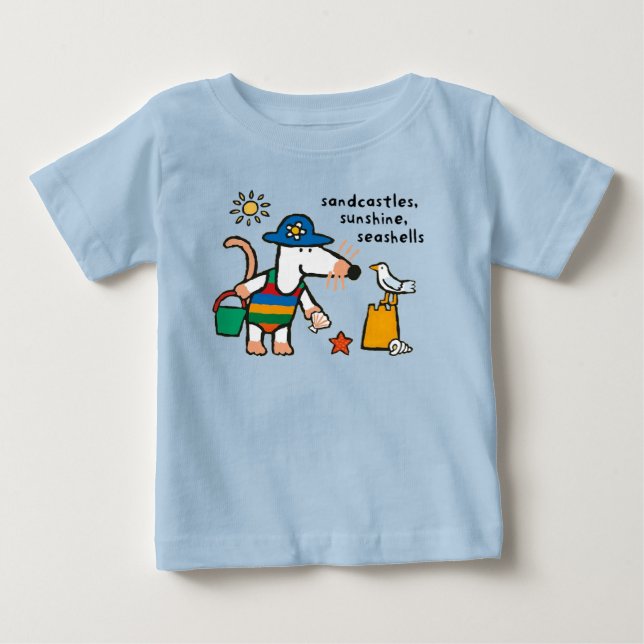 T-shirt Pour Bébé Chaussures de plage Maisy, Soleil, Chemise Coquill (Devant)
