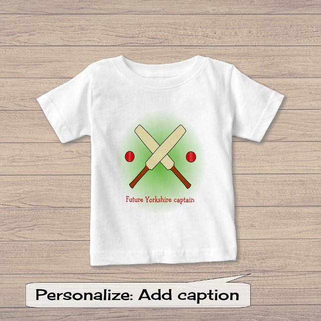T-shirt Pour Bébé Chauve-souris cricket texte personnalisé rouge ver (Créateur téléchargé)