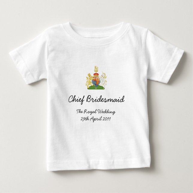 T-shirt Pour Bébé Chef Bridesmaid - amusant Royal mariage enfant tee (Devant)