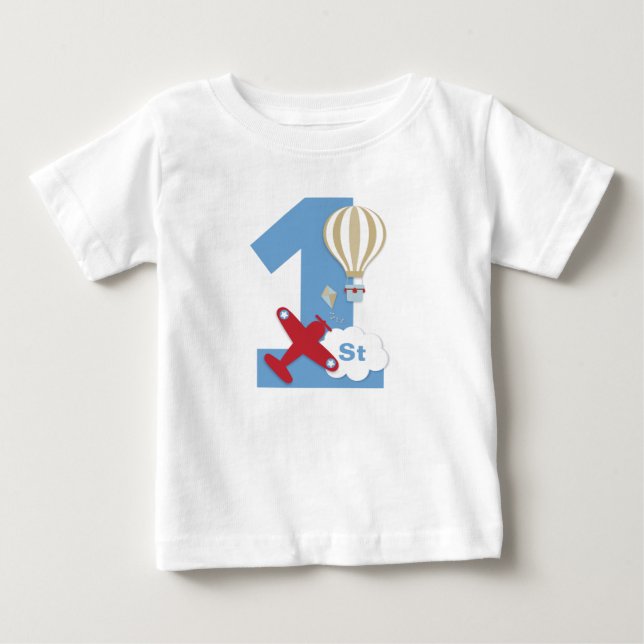 T-shirt Pour Bébé Chemise 1er anniversaire de l'avion (Devant)
