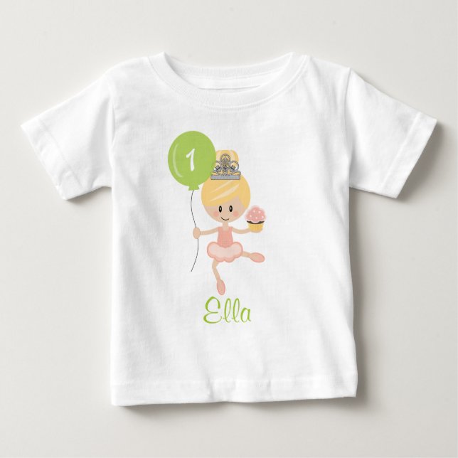 T-shirt Pour Bébé Chemise Ballerina Premier Anniversaire Blonde (Devant)