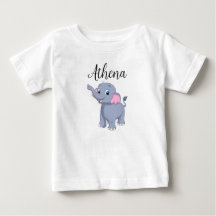 Chemise bébé avec nom personnalisable et éléphant